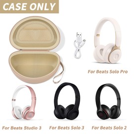 COMECASE Travel Hard Carrying Case Compatible with Beats Solo 4/ for Beats Studio Pro/for Beats Solo3/ for Beats Studio3/ for Beats Solo2/ for Beats Solo Pro Bluetooth On-Ear Headphones - Beige