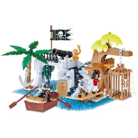 COBI 6014 Pirate Bay (250 Pcs) Building Set, Green/Brown/Gray/Blue