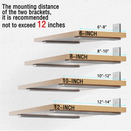 Floating Shelf Bracket 10 inch, Stainless Steel Floating Shelf Brackets, Heavy Duty L Bracket, Hidden Decorative Shelving Brackets Brushed Nickel 6 Pack