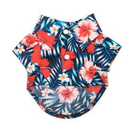 United Pups Hawaiian Shirt for Dogs Small to Medium Pets Cats Design for Summer Luau Style Beach Camp Vacation Floral Puppy T-Shirt (Size 2: Max Neck 11" Chest 16", Modern Pups Black)