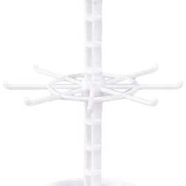 JAVERGGN Countertop Acrylic Rotating Keychain Rack, Adjustable 2-Tier Display Stand for Jewellery and Accessories. Easy to Use and Durable, Fine Workmanship - B