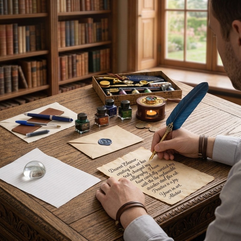 Feather Fountain Pen Set for Calligraphy Writing – Retro Style