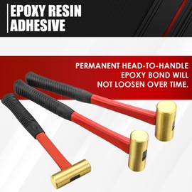 C&T 3-Piece Hammer Set, Jacketed Fiberglass Solid Brass Non-Sparking Hammers, 16, 24, 32oz, Non-Marring