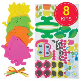 Baker Ross FN423 Summer Fruit Mix & Match Decoration Kits - Pack of 8, Foam Arts and Crafts Decoration Kits for Kids