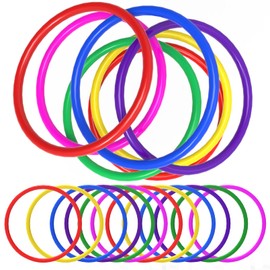24 PCS Plastic Toss Rings,Ring Toss Game for Kids,Outdoor Toss Rings for Speed and Agility Practice Training Games,Multicolor Training Rings Carnival Rings Garden Backyard Outdoor Games (5 inch)…