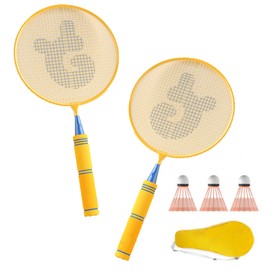 Children Badminton Rackets Iron Alloy Elastic Lightweight Kids Badminton Racket Set For Children Aged 5‑12 Yellow