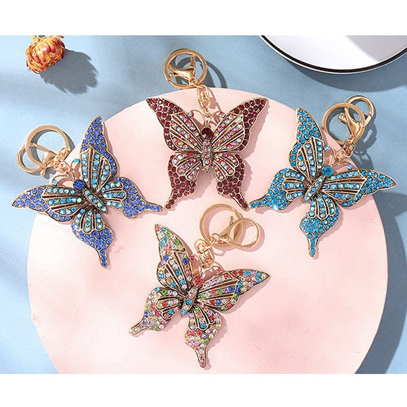 Butterfly Rhinestone Keyring, Sparkling Alloy Charm Keyring, lightblue, l