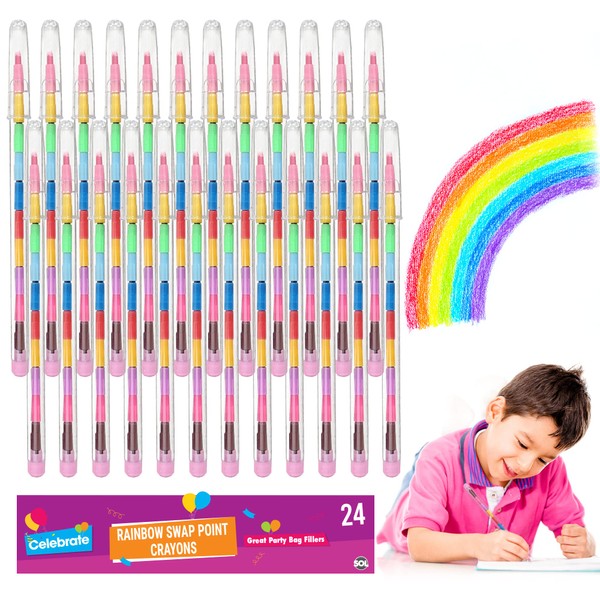 24pk Swap Point Crayon Rainbow Pencils | Twistable Crayons, Mini