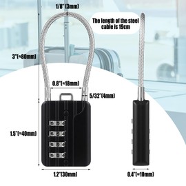 Moxweyeni 32 Pack Luggage Combination Lock 4 Digit Cable Padlock for Gym Padlock Waterproof Resettable Padlocks for Travel Suitcase Backpack School Gym Cabinet (Black)