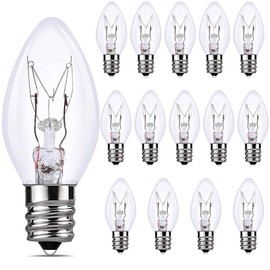 ZTGJMN 15 Watts C7 Replacement Light Bulbs for Scentsy Plug-in Warmers and Wax Diffusers,C7 Clear Bulbs Christmas Light Bulbs, Candelabra E12 Base (15)