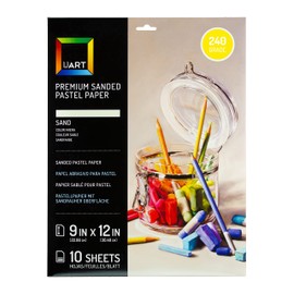 Uart Sanded Pastel Art Paper, Off-White, 9" x 12" Paper, Grit #240, 10 Sheet Pack