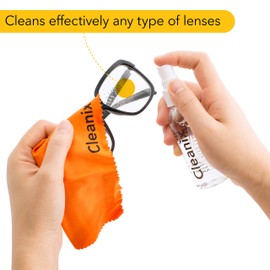 Glasses Cleaner Kit (Set of 2) Alcohol Free - Includes (2) Microfiber Cloths - Eyeglass Cleaning Spray - Lens Cleaner in a Travel Kit - Also for Computer and Laptop Screens - Safe For All Lenses