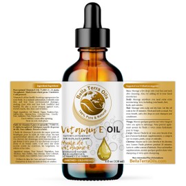 Vitamin E Oil - 120ml - 100% Pure, Organic, Unrefined - Skin & Hair Care, Moisturizing, Anti-Aging, Natural Vitamin E Serum, Reduces Scars & Stretch Marks, Enhances Hair Shine