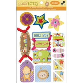 Nana's Kids Pop-ups Stickers 4.5"x7"-felt, Glitter/Gems Accents 3Pk