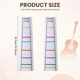 2 Sheets Transparent 4/4 Violin Fiddle Finger Guide Fingerboard Stickers 14 Inch Viola Finger Position Markers Fret Beginners Fingering Decal for Practice Beginners