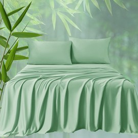 HCORA Bed Sheets Queen Size - 100% Viscose Derived from Bamboo - 400 Thread Count Cooling Sheets for Hot Sleepers - 16" Deep Pocket Queen Sheets Set with 2 Bed Sheets Holder Straps, Breathable