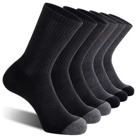 Men’s Dress Socks 6 Pairs Mens Cotton Calf Business Formal Socks Soft Breathable Athletic Long Crew Casual Socks, Cotton Men’s Socks Suitable for All Seasons (AU 7-11.5, 3 Black+3 Grey)