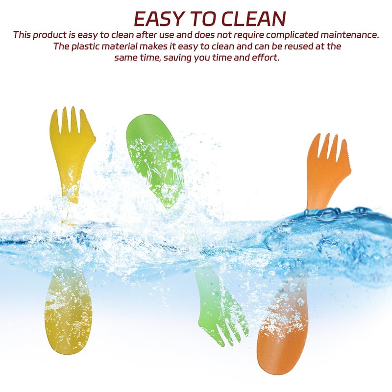 QIHUAN 8 Pieces Plastic Forks, Reusable Tableware, Outdoor Portable Spoons,