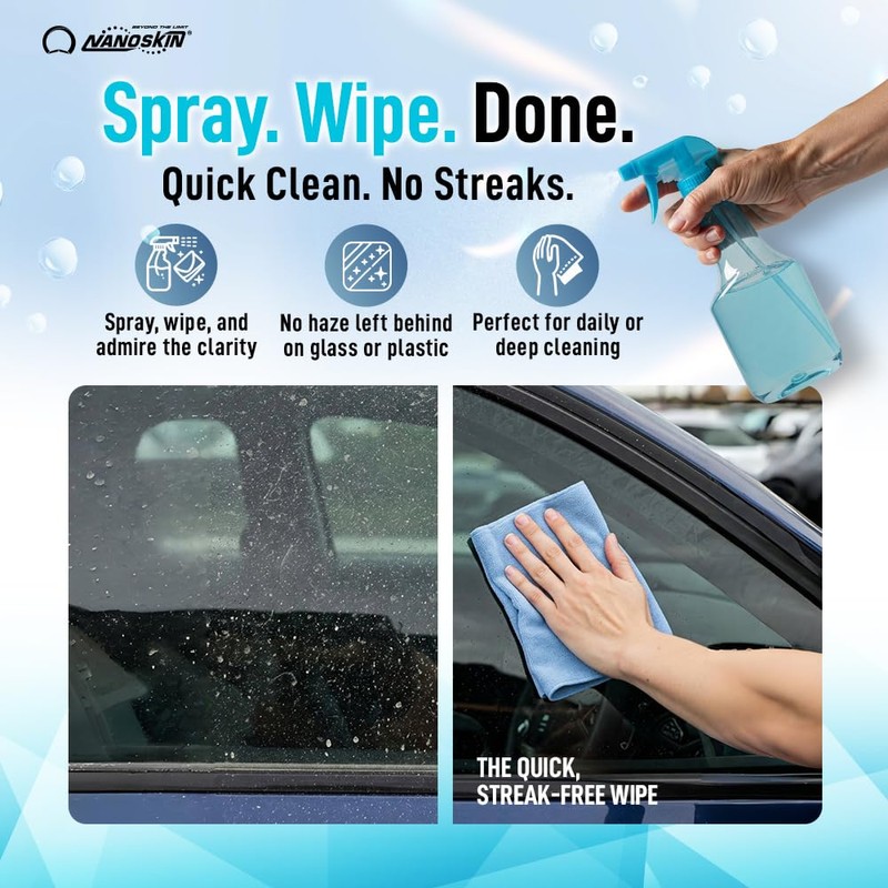 Nanoskin CRYSTAL-CLEAR VOC-Free Glass Cleaner 16 oz - Ultra-Concentrated, Eco-Friendly,