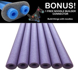 Oodles of Noodles Deluxe Foam Pool Swim Noodles - 6 Pack Purple 52 Inch Wholesale Pricing Bulk Pack and Free Connector