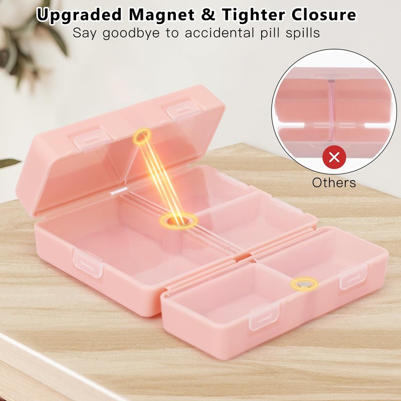 FYY Daily Pill Organizer, 7 Compartments Portable Pill Case Travel