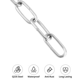 QWORK® 2 Pack Galvanized Steel Chain - Ø 2 mm - 5 m - for Clothsline Garage Fence Bicycle Security Lock Dog Lead DIY Decoration