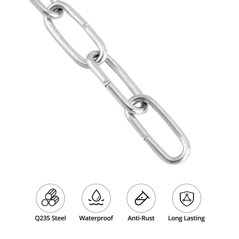 QWORK® 2 Pack Galvanized Steel Chain - Ø 2 mm