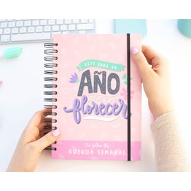 The Yellow Clip - Agenda semanal sin fecha para mujer, con stickers, agenda infinita de pasta dura, perpetua, planner semanal, planificador por semana (Rosa)
