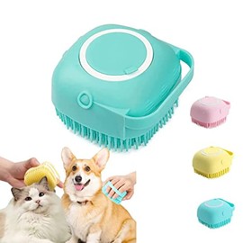 Pet Bath Brush, Soft Silicone Pet Shampoo Massage Dispenser Grooming Shower Brush for Short Long Haired Dogs and Cats Washing, 2Pack Random Color