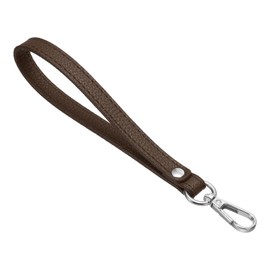 PATIKIL PU Leather Keychain, Key Holder Keyring Strap with Metal Silver Key Ring Lock Anti Lost Clasp for Wallet Purse Clutch, Brown