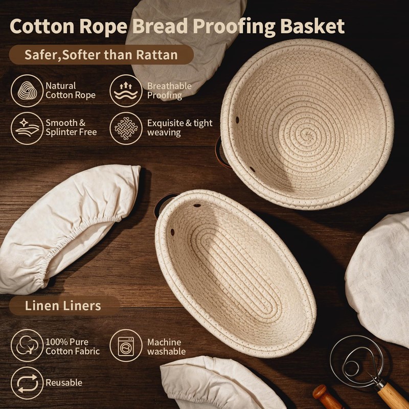 Sourdough Starter Kit with Proofing Basket,bread baking supplies & 34oz
