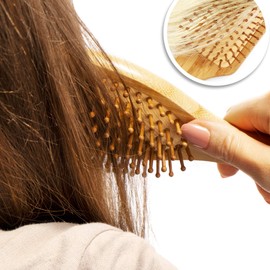 com-four® Natural Bamboo Hair Brush - Environmentally Friendly Brush with Natural Bristles for Naturally Beautiful Hair - For Men, Women, Children - 100% Vegan