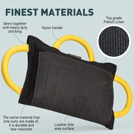 Viper Bite Pillow with 3 Handles – Interactive Dog Toy & Durable Training Tool for Strong Bite & Drive Development | Jute, Leather, French Linen, Extra Strong Jute or Replaceable Cover