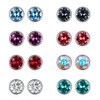 Josfeva 925 Silver Stud Earrings, 8 mm, Blue, Green, Pink,