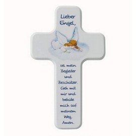 MaMeMi Holzkreuz Kinder-Kreuz Lieber Engel 18 x 11 cm