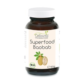 Cellavita Superfood Baobab Organic Powder Extract | Organic & Vegan | Made in Germany - (90 g in Glass)
