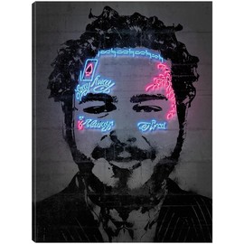Fine Art Canvas Post Malone Canvas Wall Decor by Artist Octavian Mielu for Living Room, Bedroom, Bathroom, Kitchen, Office, Bar, Dining & Guest Room - Ready to Hang - 32 in x 43 in