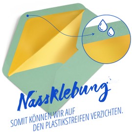 Japun Envelopes (50 pieces), envelope, envelope without window, DIN long, 220 x 110 mm, inside: gold, paper colour: green