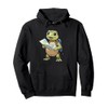 Cartoon Turtle Traveling With Map And Backpack Illustration Pullover Hoodie