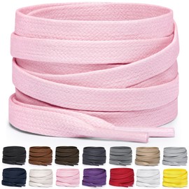 Miscly Flat Shoelaces - Waxed Tear-Resistant for Stiffles and Leather Shoes - 100% Cotton - Diameter 6 mm, pink