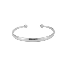 Silverly Women's 925 Sterling Silver Open Torque Curved Flat Edge Plain Adjustable Bangle Bracelet