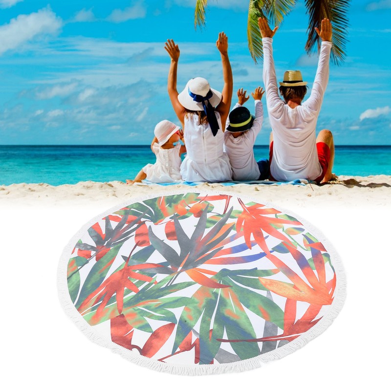 Round Beach Towel Blanket Circular Beach Tassels Blanket Oversized Picnic