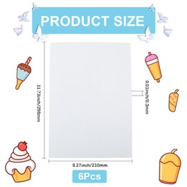 SOFPLATE 6Pcs Printable Shrinky Dink Sheets Clear Shrink Film Large 11.7 x 8.3 Inch Transparent Duplex Printing Rectangle Plastic Paper for Drawing Craft Mothers Christmas Ornament Creative Projects