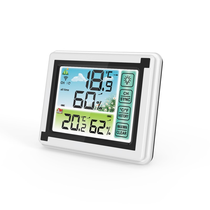 Indoor Outdoor Wireless Thermohygrometer Temperature Humidity Monitoring Weather Clock Digital