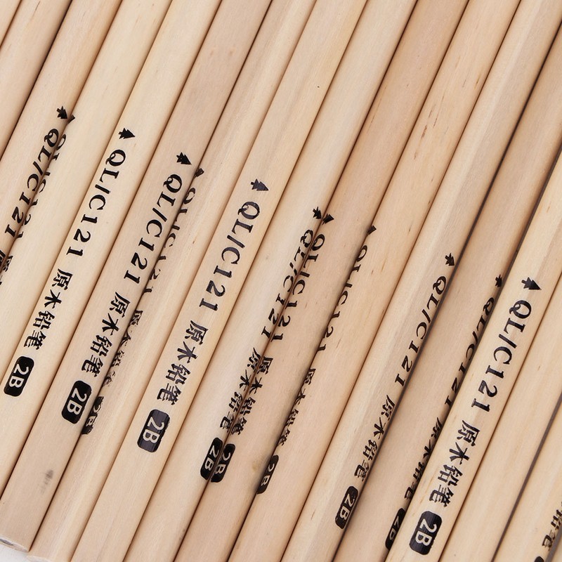 50PCS Environmental Protection Wooden HB 2B Pencil Graphite Writing Pencil(2B