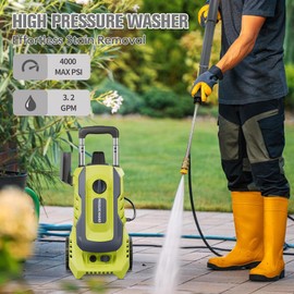 Pressure Washer with Telescopic Handle, Car Wash Machine Floor Cleaning Yellow
