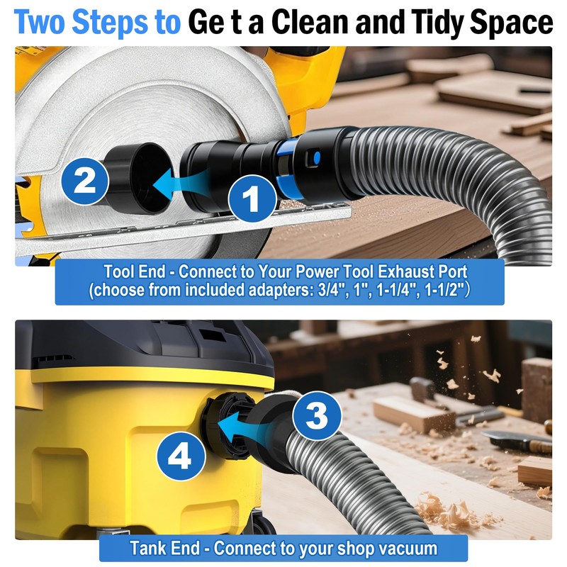 16FT 1-1/4Inch Shop Vac Hose Extension, Dust Collection Hose Kit