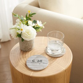 Hoomey Set of 6 Absorbent Drink Coasters with Bible Verses, Ceramic Coasters with Cork Backing for Table Protection, Christian Gifts