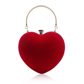 LHHMZ Women's Wedding Clutch Evening Bag Heart Clutch Purse Stylish Mini Cocktail Ball Bag Shoulder Bag with Clutch, 01-Red, Elegant