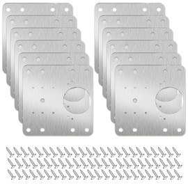 Hsrag 12 Pcs Hinge Repair Plate, Cabinet Hinge Repair Plate with Customized Screws, Kitchen Door Cabinet for Wood Furniture